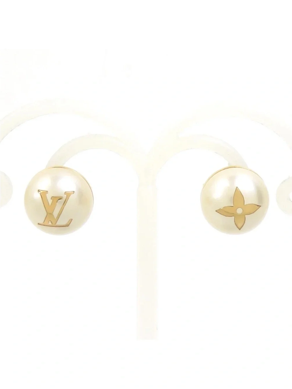 Louis Vuitton My Mix Stud Earrings White/Gold Faux Pearl Metal w pouch - Picture 1 of 10